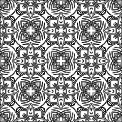 Stylish texture with figures from lines.
Abstract geometric black and white pattern for web page, textures, card, poster, fabric, textile. Monochrome graphic repeating design. 