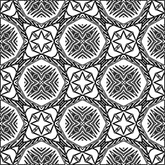 Stylish texture with figures from lines.
Abstract geometric black and white pattern for web page, textures, card, poster, fabric, textile. Monochrome graphic repeating design. 