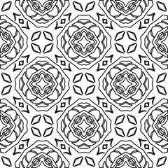 Stylish texture with figures from lines.
Abstract geometric black and white pattern for web page, textures, card, poster, fabric, textile. Monochrome graphic repeating design. 