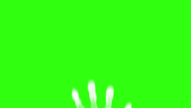 Silhouette of a hand on green screen chromakey background.