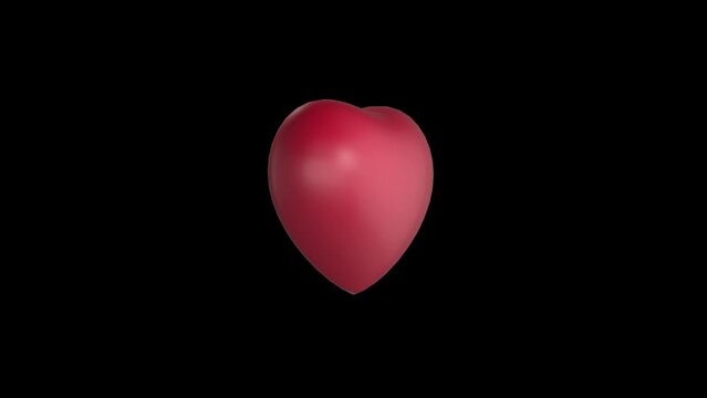 3D animation of red heart. Looped heart rotation. 3d heart render seamless. 3D Render of romantic background for valentines day 14 february. Love heart background.
