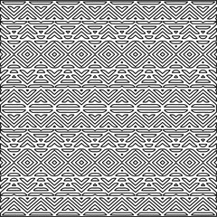 Stylish texture with figures from lines.
Abstract geometric black and white pattern for web page, textures, card, poster, fabric, textile. Monochrome graphic repeating design. 