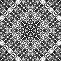 Stylish texture with figures from lines.
Abstract geometric black and white pattern for web page, textures, card, poster, fabric, textile. Monochrome graphic repeating design. 