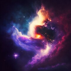 Abstract outer space endless nebula galaxy background. Generative ai