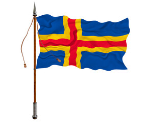 National Flag of Åland Islands. Background  with flag  of Åland Islands
