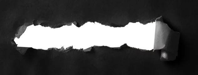 Foto auf Leinwand 引き裂かれ、穴の空いた黒い紙の背景テクスチャー © hanahal