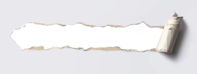 Foto auf Leinwand 引き裂かれ、穴の空いた白い紙の背景テクスチャー © hanahal