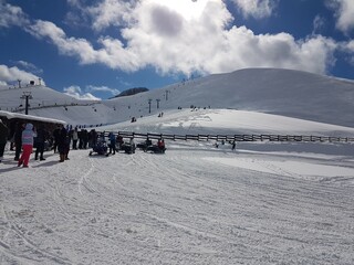 Fototapeta premium snow mountain top ski center of anilio mestovo perfecture greece