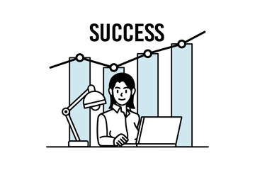 Successful business people illustration. Confident businessman drawing of company success, challenge for advancement or growth, ambition or motivation for improvement concept. Business cartoon charact