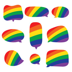 Rainbow colored speech bubble flat icon. LGBTQI concept.