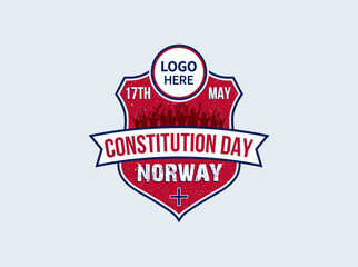 Obraz premium Norway independence day. People celebrate and Logo presentation on the shield vector.