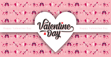 Pattern love themed with pink background theme valentine day 