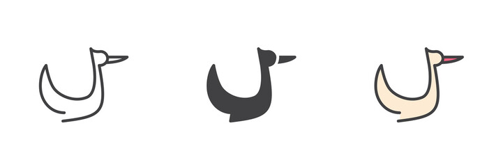 Stork bird different style icon set