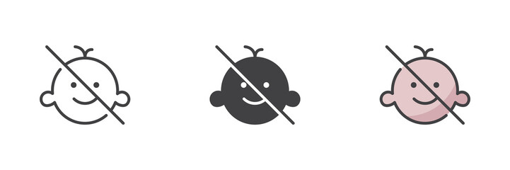 No baby sign different style icon set