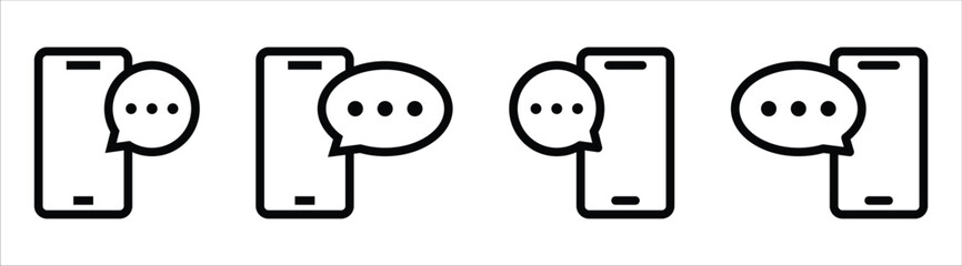 speech bubble mobile icon set. mobile talk icon. online chatting icon collections symbol sign, vector illustration
