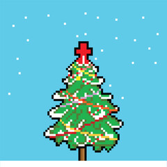 abstract christmas tree with snowflakes