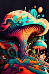 Fototapeta na wymiar Abstract psychedelic Mushroom 