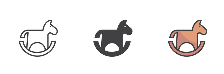 Rocking horse different style icon set