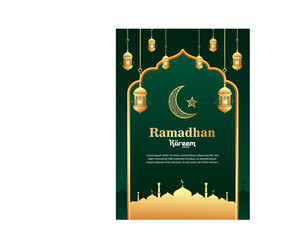 Vector realistic ramadan poster with candles and mosque