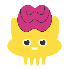 Obraz premium Alien with big brain. Character in cartoon style.
