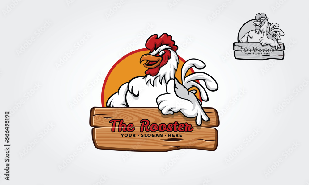 Wall mural The Rooster Logo Cartoon Character. A happy Cartoon Rooster giving a thumbs up. Vector logo illustration