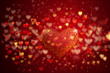 Fototapeta na wymiar Valentines day red glitter background. Generative AI illustration