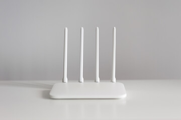 Internet connection concept - white router on table