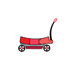 Red Wagon Illustrations Clip Art Design With White Background, Hi-Quality Minimal Simple Red Wagon Creative 3D Illustration Vector Design
 With Free Concept