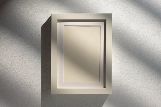 blank mockup photo freame with sunlight window at white studio