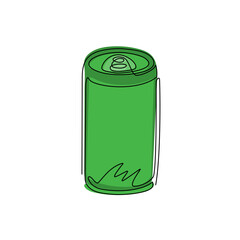 Fototapeta premium Single continuous line drawing soda aluminum can icon. Soda refreshing drink in summer concept. For flyer, sticker, card, logo, symbol, print, poster. One line draw graphic design vector illustration