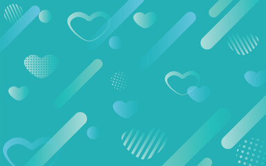 ハートの背景　ハートをアレンジしたメンフィス風模様