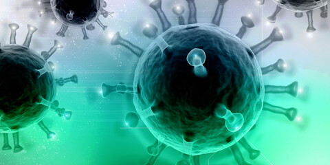 3d render Corona virus microscopic view