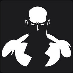 vector illustration of a superhero character emerging from the shadows with the symbol of lightning