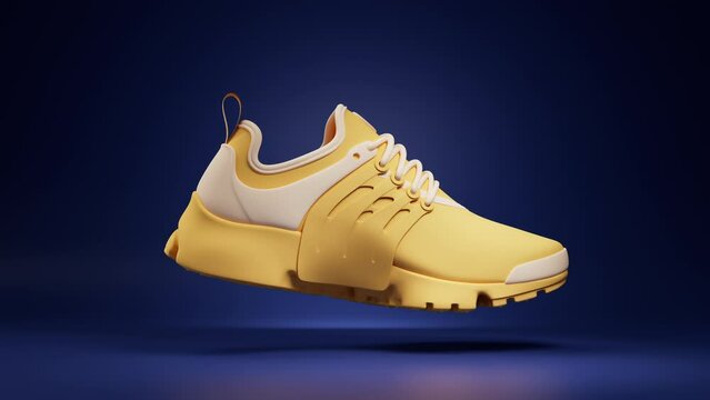 Dynamic lighting in a concept turnaround product presentation shoe. 3D rendering.