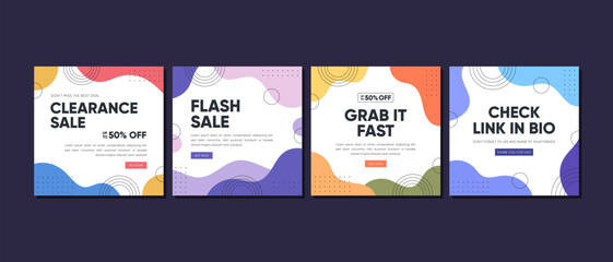 Sale square banner template for social media posts, mobile apps, banners design, web or internet ads. Trendy abstract square template with geometric concept.	