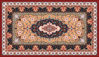 Persian carpet texture. Abstract tribal modern ornament background. Colored vector illustration.