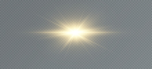 Golden particles of light. Golden light. Light flare.Stars isolated on transparent background.