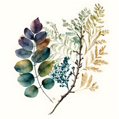watercolor botanical leaf branch background