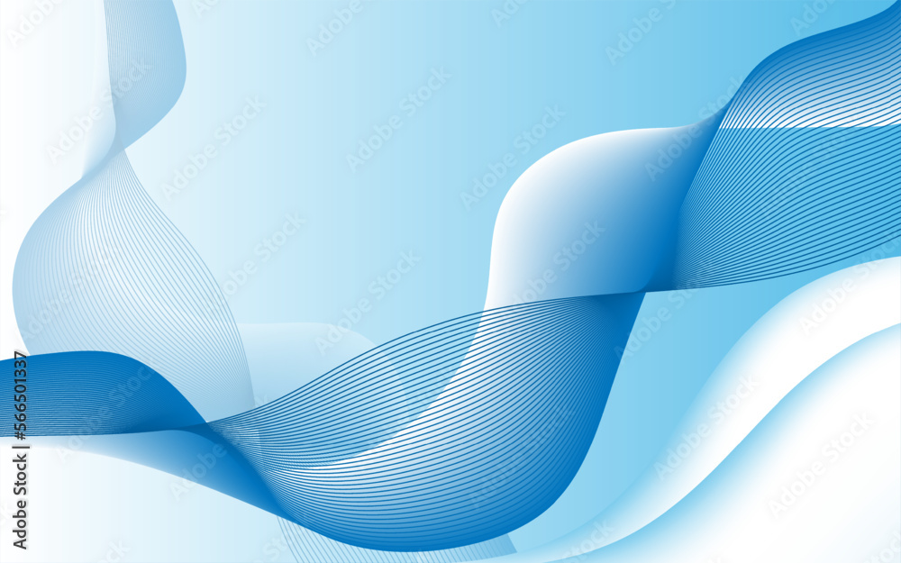 Wall mural elegant blue gradient wavy background. smooth gradient background vector