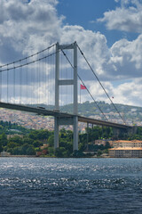 Istanbul, Bosphorus Strait, View of the Asian part of the city and a bridge from the pier Ortakoy