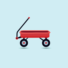 Red Wagon Illustrations Clip Art Design With White Background, Hi-Quality Minimal Simple Red Wagon Creative 3D Illustration Vector Design
 With Premium Concept