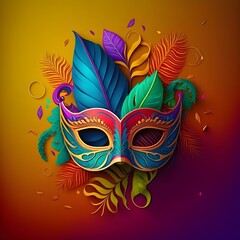 A bright carnival mask, an accessory for the festival on a colorful juicy background