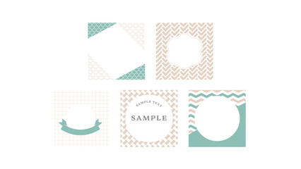 シンプルで上品な正方形バナーラベルフレーム背景のセット。ベクターイラスト素材05