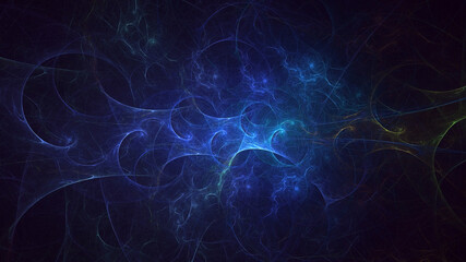 3D rendering abstract multicolored fractal light background with bright center