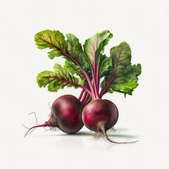 two beetroots isolated on white background.Generative AI