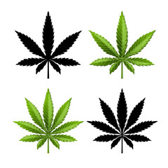 Marijuana leaf or cannabis leaf weed icons - 566504759
