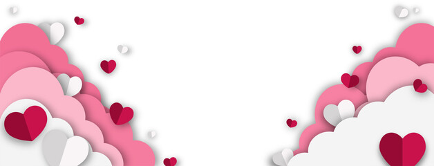 Hearts and clouds background. valentine day background with clouds and hearts.
