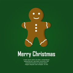 Happy Christmas Day with gingerbread illustration. Minimal abstract background.