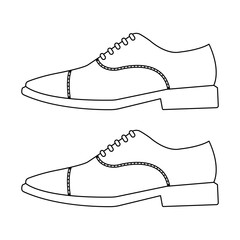 Man Leather Shoes. Pantofel black shoes vector. Line art simple. On white background.