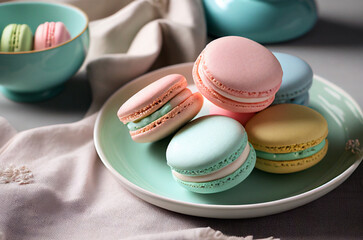 pastel macarons on a plate